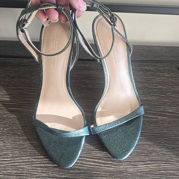 Vince Camuto Reyna Metallic Green Leather Stiletto Sandal, New, NEW, Sz. 6 - Picture 2 of 9